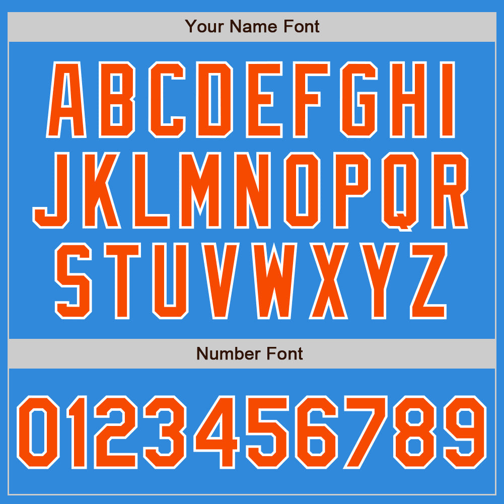 Custom Powder Blue Orange-White Bomber Varsity Letterman Zipper Jacket