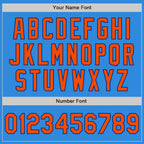 Custom Powder Blue Orange-Royal Bomber Varsity Letterman Zipper Jacket