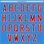 Custom Powder Blue Red-White Bomber Varsity Letterman Two Tone Zipper Jacket