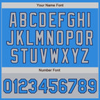 Custom Powder Blue Navy-Gray Bomber Varsity Letterman Two Tone Zipper Jacket