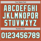 Custom Texas Orange White-Aqua Bomber Varsity Letterman Zipper Jacket