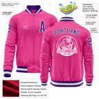 Custom Pink Purple-White Bomber Varsity Letterman Zipper Jacket