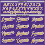 Custom Purple Old Gold-White Bomber Full-Snap Varsity Letterman Two Tone Jacket