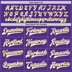 Custom Purple White-Old Gold Bomber Full-Snap Varsity Letterman Two Tone Jacket