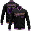 Custom Black Purple-Old Gold Bomber Full-Snap Varsity Letterman Jacket