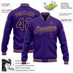 Custom Purple Old Gold Bomber Full-Snap Varsity Letterman Jacket