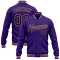 Custom Purple Old Gold Bomber Full-Snap Varsity Letterman Jacket