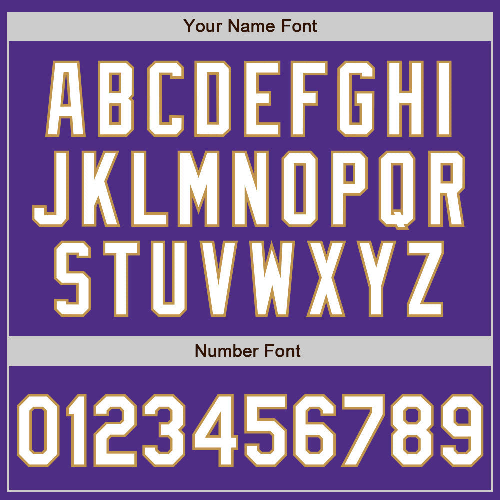 Custom Purple White-Old Gold Bomber Full-Snap Varsity Letterman Two Tone Hoodie Jacket