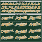 Custom Green Old Gold-White Bomber Full-Snap Varsity Letterman Two Tone Hoodie Jacket