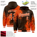 Custom Brown Orange-White Abstract Brush Stroke 3D Pattern Design Bomber Full-Snap Varsity Letterman Hoodie Jacket