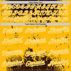 Custom Brown Gold-White Splash Art 3D Pattern Design Bomber Full-Snap Varsity Letterman Hoodie Jacket