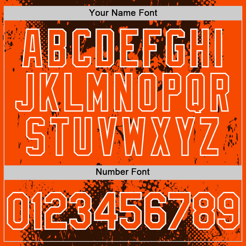 Custom Brown Orange-White Splash Art 3D Pattern Design Bomber Full-Snap Varsity Letterman Hoodie Jacket