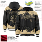 Custom Black Vegas Gold-White Splash Art 3D Pattern Design Bomber Full-Snap Varsity Letterman Hoodie Jacket