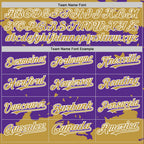 Custom Purple Old Gold-White Splash Art 3D Pattern Design Bomber Full-Snap Varsity Letterman Hoodie Jacket