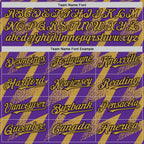 Custom Purple Old Gold Black-White Zigzag Shape 3D Pattern Design Bomber Full-Snap Varsity Letterman Hoodie Jacket