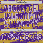 Custom Old Gold Purple-White Splash 3D Pattern Design Bomber Full-Snap Varsity Letterman Hoodie Jacket