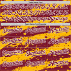 Custom Gold Crimson-White Splash 3D Pattern Design Bomber Full-Snap Varsity Letterman Hoodie Jacket