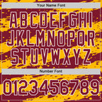 Custom Gold Crimson-White Splash 3D Pattern Design Bomber Full-Snap Varsity Letterman Hoodie Jacket