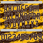 Custom Gold Brown-White Splash 3D Pattern Design Bomber Full-Snap Varsity Letterman Hoodie Jacket