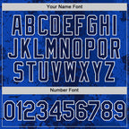 Custom Royal Navy-White 3D Pattern Design Bomber Full-Snap Varsity Letterman Hoodie Jacket