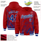 Custom Red Royal-White 3D Pattern Design Bomber Full-Snap Varsity Letterman Hoodie Jacket