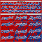 Custom Red Royal-White 3D Pattern Design Bomber Full-Snap Varsity Letterman Hoodie Jacket