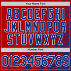 Custom Red Royal-White 3D Pattern Design Bomber Full-Snap Varsity Letterman Hoodie Jacket