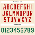 Custom Cream Kelly Green-Red Bomber Full-Snap Varsity Faux Leather Letterman Jacket