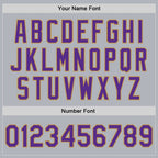 Custom Gray Purple-Old Gold Bomber Full-Snap Varsity Faux Leather Letterman Jacket