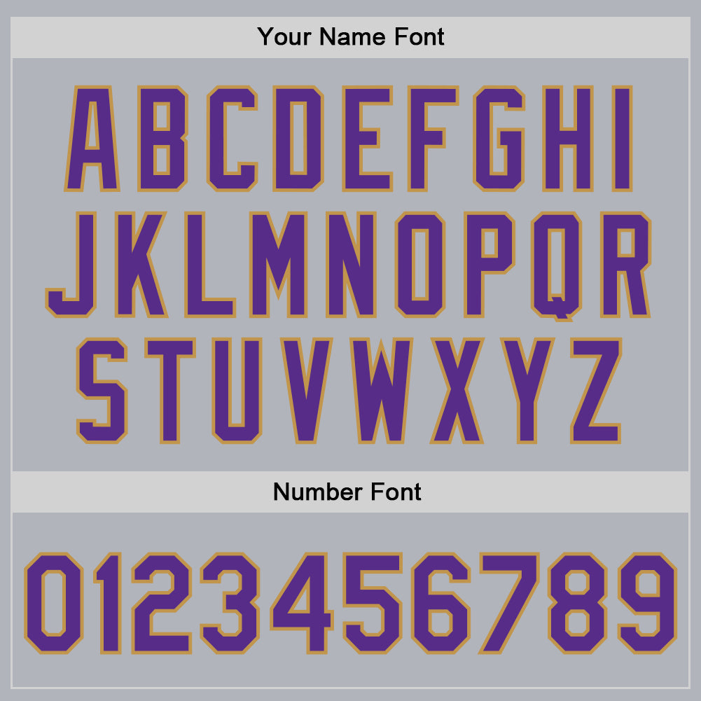 Custom Gray Purple-Old Gold Bomber Full-Snap Varsity Faux Leather Letterman Jacket