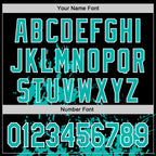 Custom Black Aqua-White Splash Art 3D Pattern Design Bomber Full-Snap Varsity Letterman Hoodie Jacket