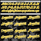 Custom Black Yellow Steel Gray-White Splash Art 3D Pattern Design Bomber Full-Snap Varsity Letterman Hoodie Jacket