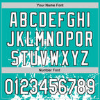 Custom Aqua White-Black Splash Art 3D Pattern Design Bomber Full-Snap Varsity Letterman Hoodie Jacket