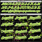 Custom Black Neon Green Pink-White Fragment 3D Pattern Design Bomber Full-Snap Varsity Letterman Hoodie Jacket