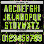 Custom Black Neon Green Pink-White Fragment 3D Pattern Design Bomber Full-Snap Varsity Letterman Hoodie Jacket