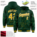 Custom Green Gold Kelly Green-White Fragment 3D Pattern Design Bomber Full-Snap Varsity Letterman Hoodie Jacket