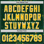 Custom Green Gold Kelly Green-White Fragment 3D Pattern Design Bomber Full-Snap Varsity Letterman Hoodie Jacket