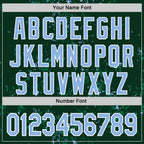 Custom Green Light Blue Kelly Green-White Fragment 3D Pattern Design Bomber Full-Snap Varsity Letterman Hoodie Jacket