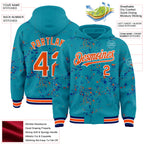 Custom Teal Orange Royal-White Fragment 3D Pattern Design Bomber Full-Snap Varsity Letterman Hoodie Jacket