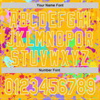 Custom Graffiti Pattern Gold-White Splash Bomber Full-Snap Varsity Letterman Hoodie Jacket