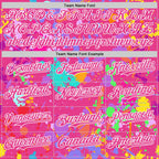 Custom Graffiti Pattern Pink-White Splash Bomber Full-Snap Varsity Letterman Hoodie Jacket