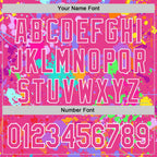 Custom Graffiti Pattern Pink-White Splash Bomber Full-Snap Varsity Letterman Hoodie Jacket