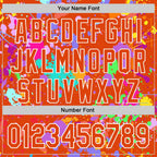 Custom Graffiti Pattern Orange-White Splash Bomber Full-Snap Varsity Letterman Hoodie Jacket