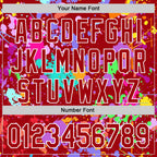 Custom Graffiti Pattern Red-White Splash Bomber Full-Snap Varsity Letterman Hoodie Jacket