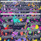 Custom Graffiti Pattern Navy-White Splash Bomber Full-Snap Varsity Letterman Hoodie Jacket