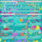 Custom Graffiti Pattern Aqua-White Splash Bomber Full-Snap Varsity Letterman Hoodie Jacket