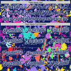 Custom Graffiti Pattern Royal-White Splash Bomber Full-Snap Varsity Letterman Hoodie Jacket