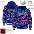 Custom Figure Royal Pink Light Blue-White Fluid Bomber Full-Snap Varsity Letterman Hoodie Jacket