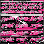 Custom Figure Hot Pink Black-White Fluid Bomber Full-Snap Varsity Letterman Hoodie Jacket