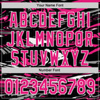 Custom Figure Hot Pink Black-White Fluid Bomber Full-Snap Varsity Letterman Hoodie Jacket